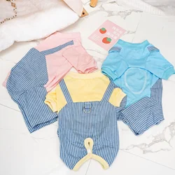 Mono a rayas para mascotas, ropa para perros pequeños, ropa de retazos de colores contrastantes, pantalones con tirantes para el hombro de cuatro patas, oso de peluche