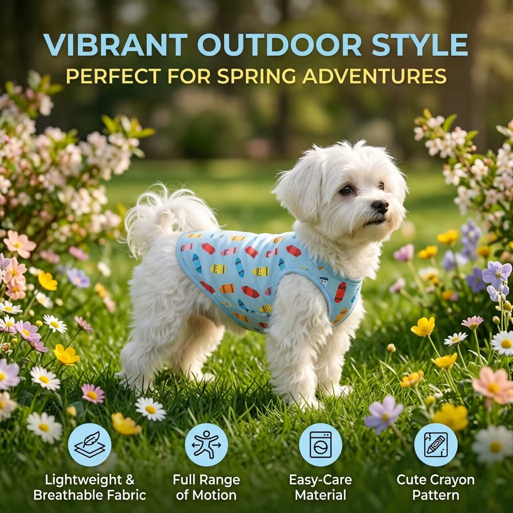 Chaleco para gatos y perros pequeños-medianos azul estampado crayones - imagen 3