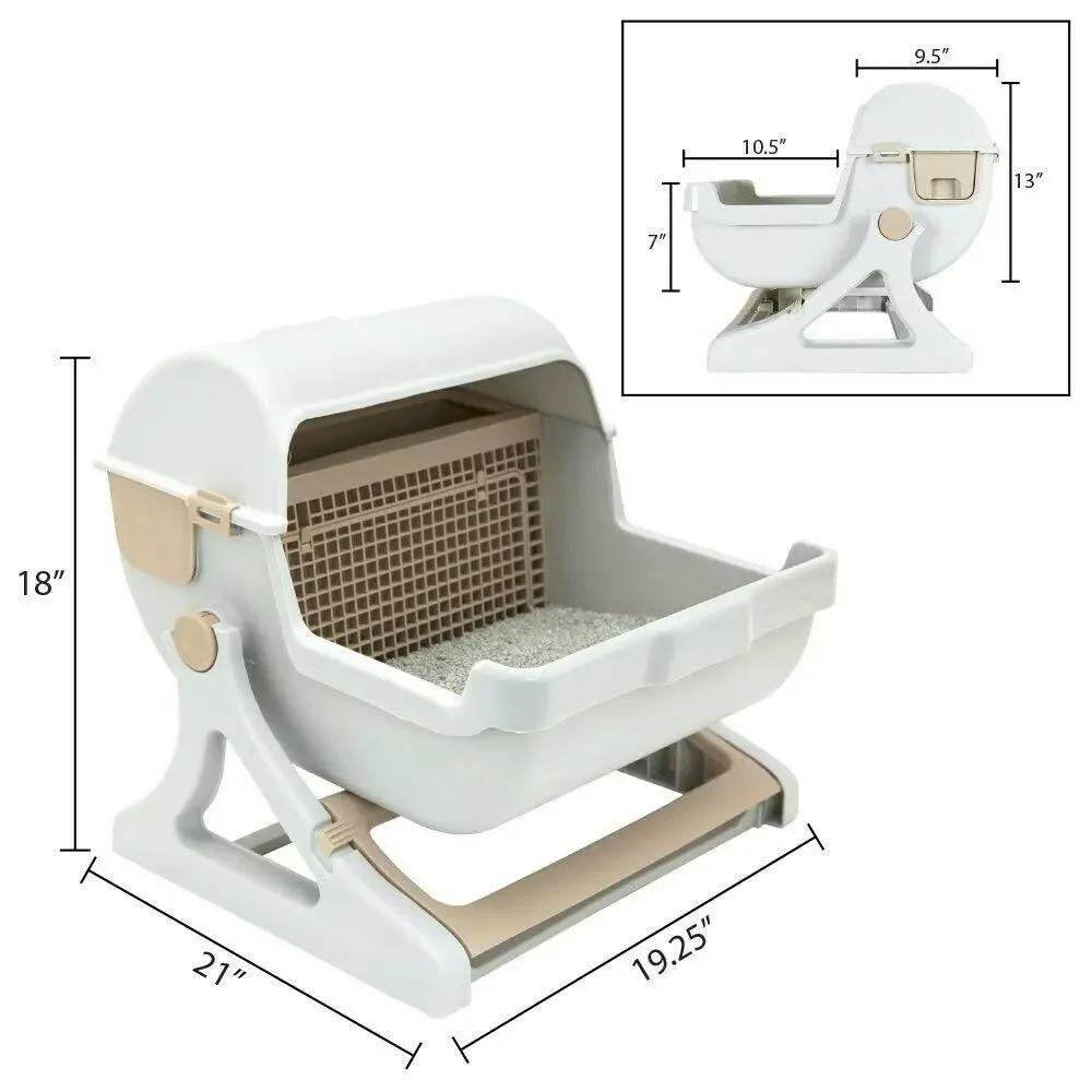 Caja de arena semiautomática de limpieza rápida para Mascotas, caja de arena de lujo para gatos, Kit de entrenamiento de artículos de arenero, ropa de cama, sartenes para Mascotas - imagen 2