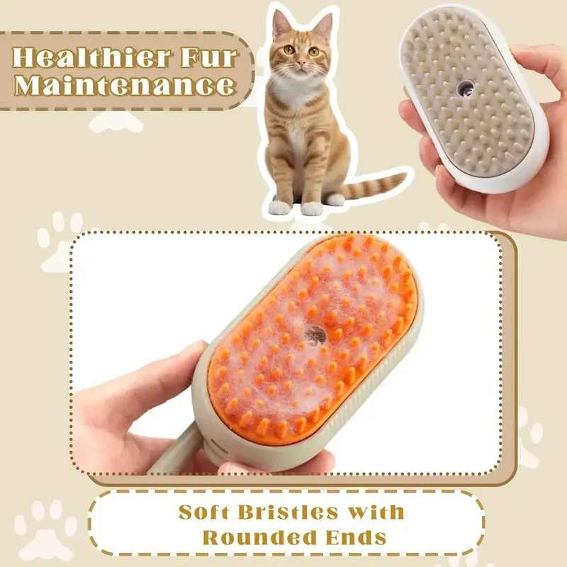 Cepillo vapor 3 en 1 para perros y gatos – Desenredante con masaje - imagen 2