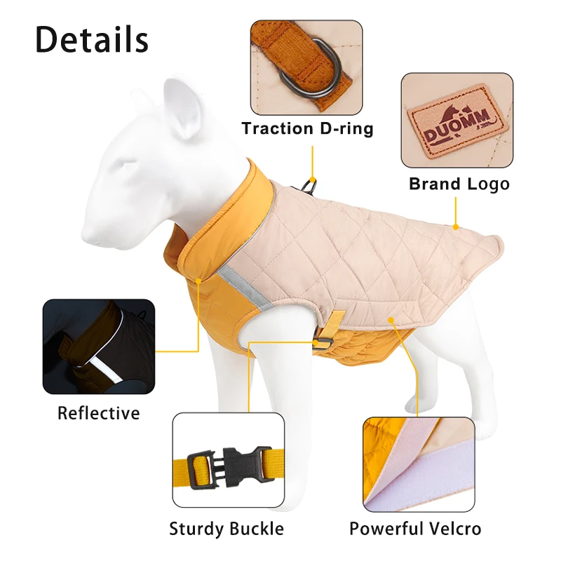 Ropa para perros grandes, chaqueta impermeable para perros grandes, chaleco cálido de invierno para cachorros y perros, ropa para Bulldog Francés, Pug, Doberman