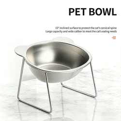 Comedero elevado para gatos en acero inoxidable 304, inclinación 15°