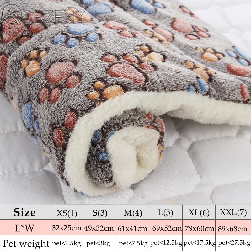Almohadilla de lana de coral suave para mascotas - Manta de cama para perros y gatos, cojín para sofá con huellas adorables, alfombra de hogar que mantiene caliente y protege el sueño - imagen 2