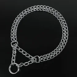 Collar de metal ajustable para perro con doble fila y 3 anillos