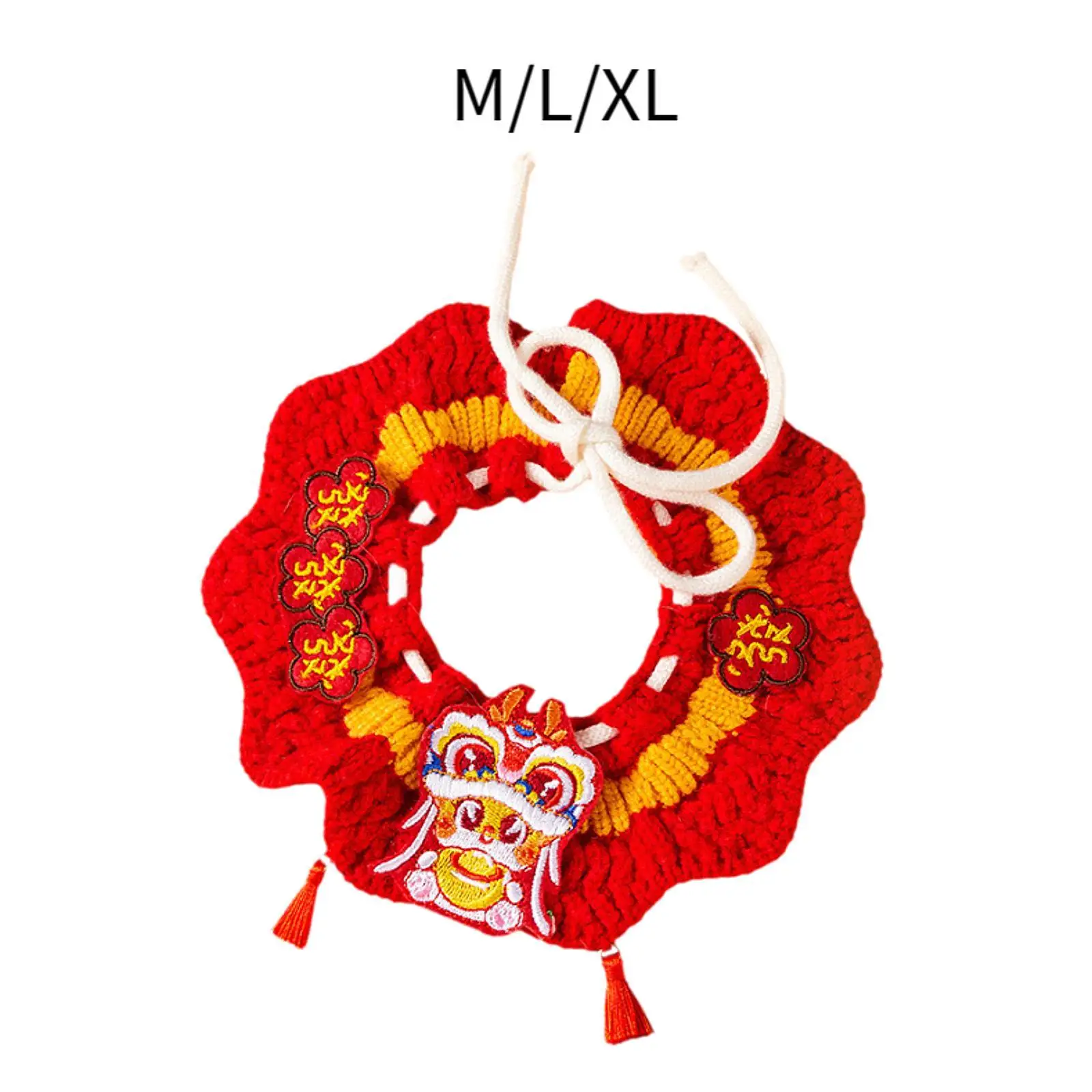 New Year Cat Collar Adjustable Knit Pet Scarf Dress up Costume Cute Handwoven Crochet Bib Kitten Necklace Scarf for Dogs Pets