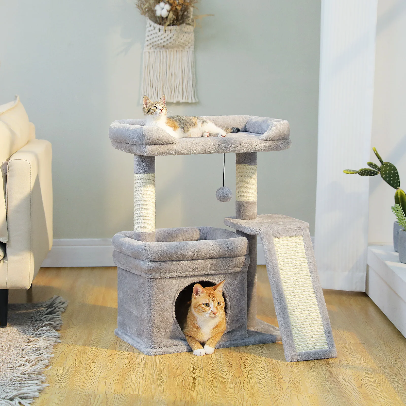 Árbol de interior para gatos con plataforma, condo y rascador de sisal - imagen 4