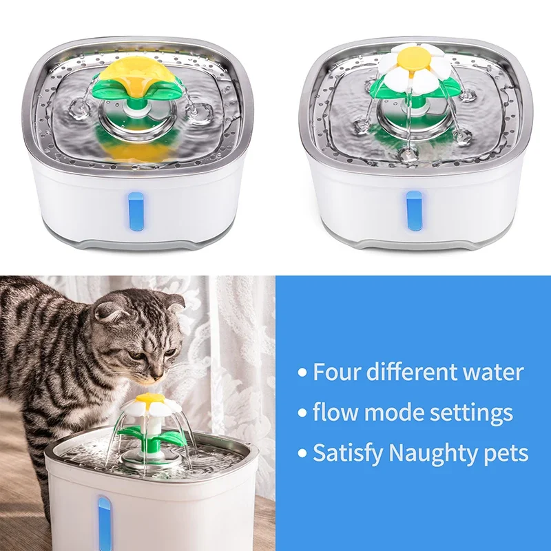 Fuente de agua automática para Gato de 2,4 L con LED eléctrico USB para perros y gatos dispensador automático de fuente para beber para mascotas - imagen 2