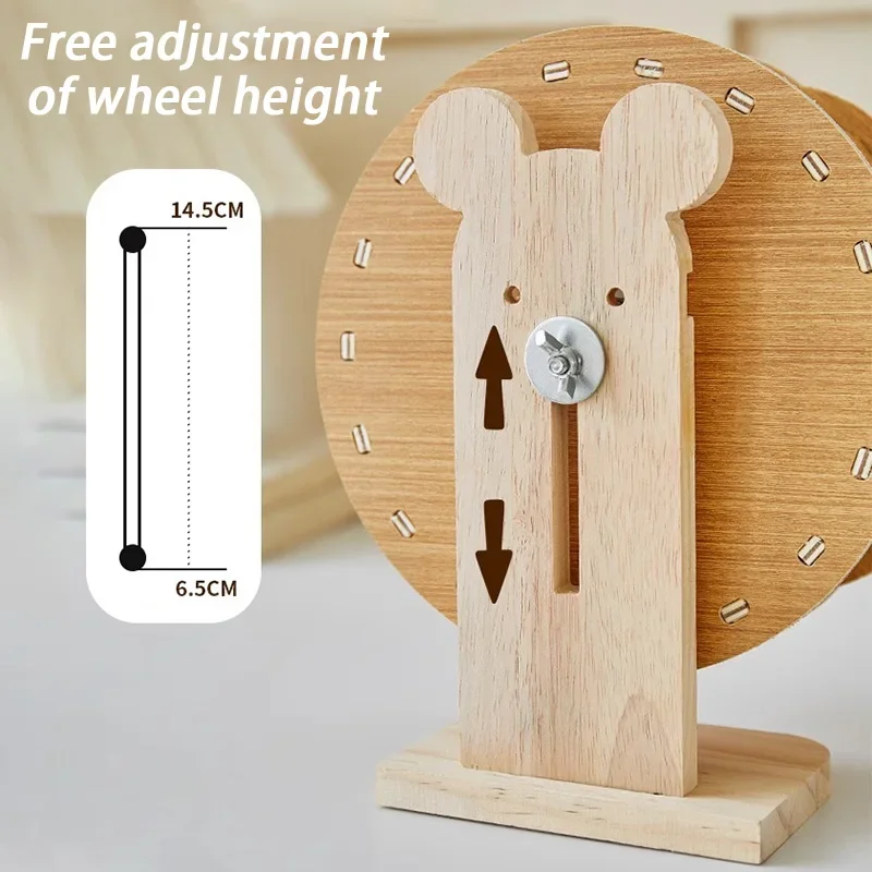 Rueda para hámster de madera maciza de 21CM, ejercicio silencioso, rueda para correr con soporte, tren con rodillo, juguetes para animales pequeños, productos para mascotas - imagen 2