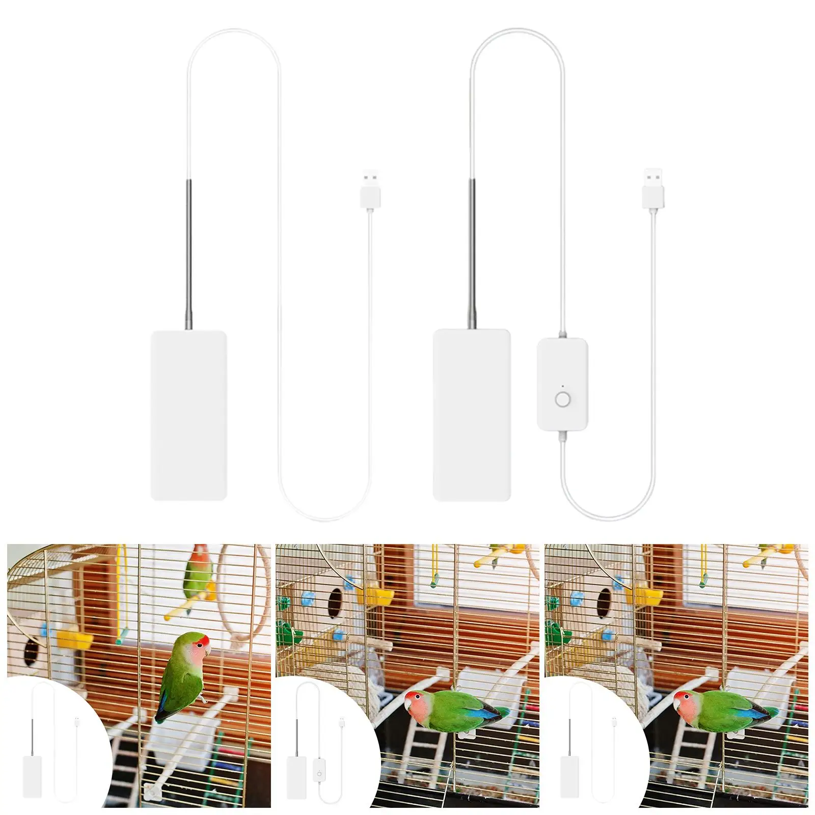 Calentador de jaula para pájaros para interiores, panel calefactor de 5 V para cacatúas, cacatúas, periquitos y canarios