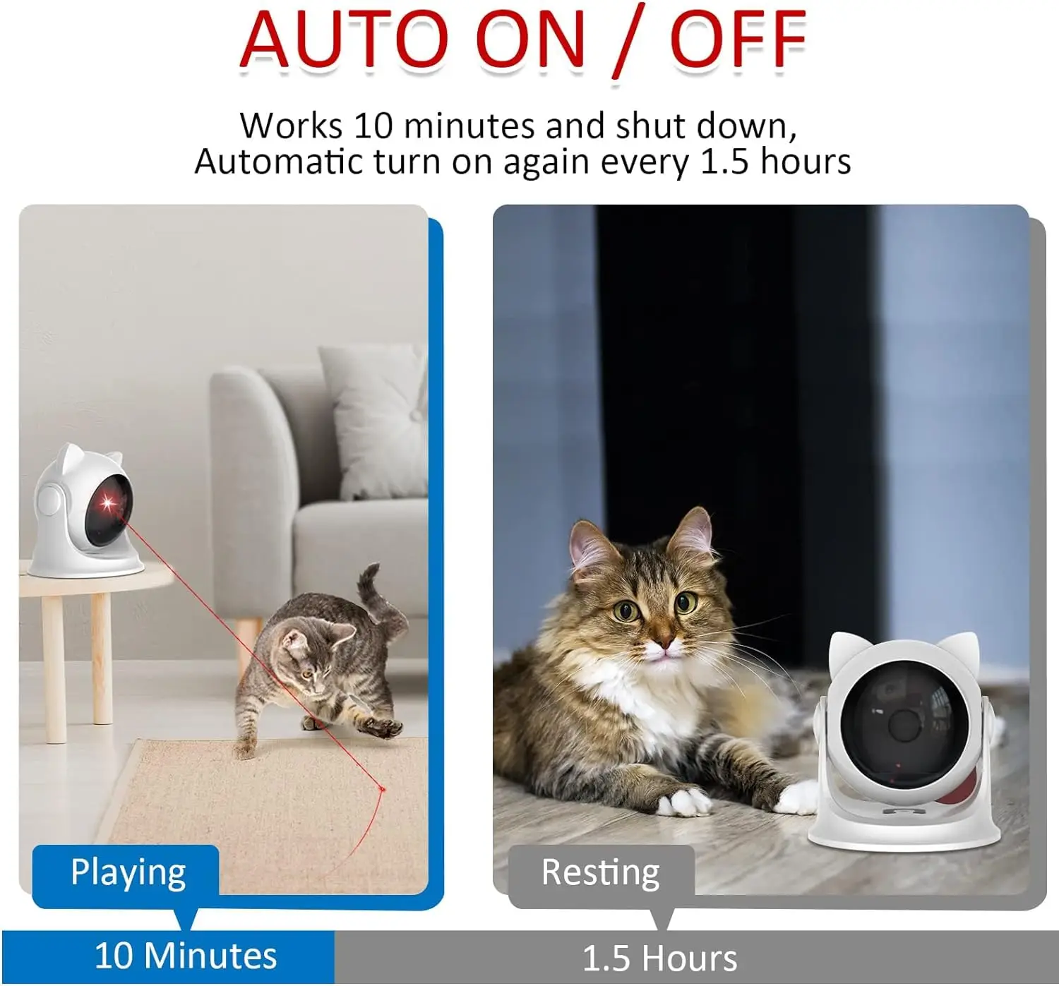 Juguete láser automático para gatos, juguetes interactivos activados al azar con movimiento recargable para gatos de interior/perros/Kittne, modo lento y rápido - imagen 3