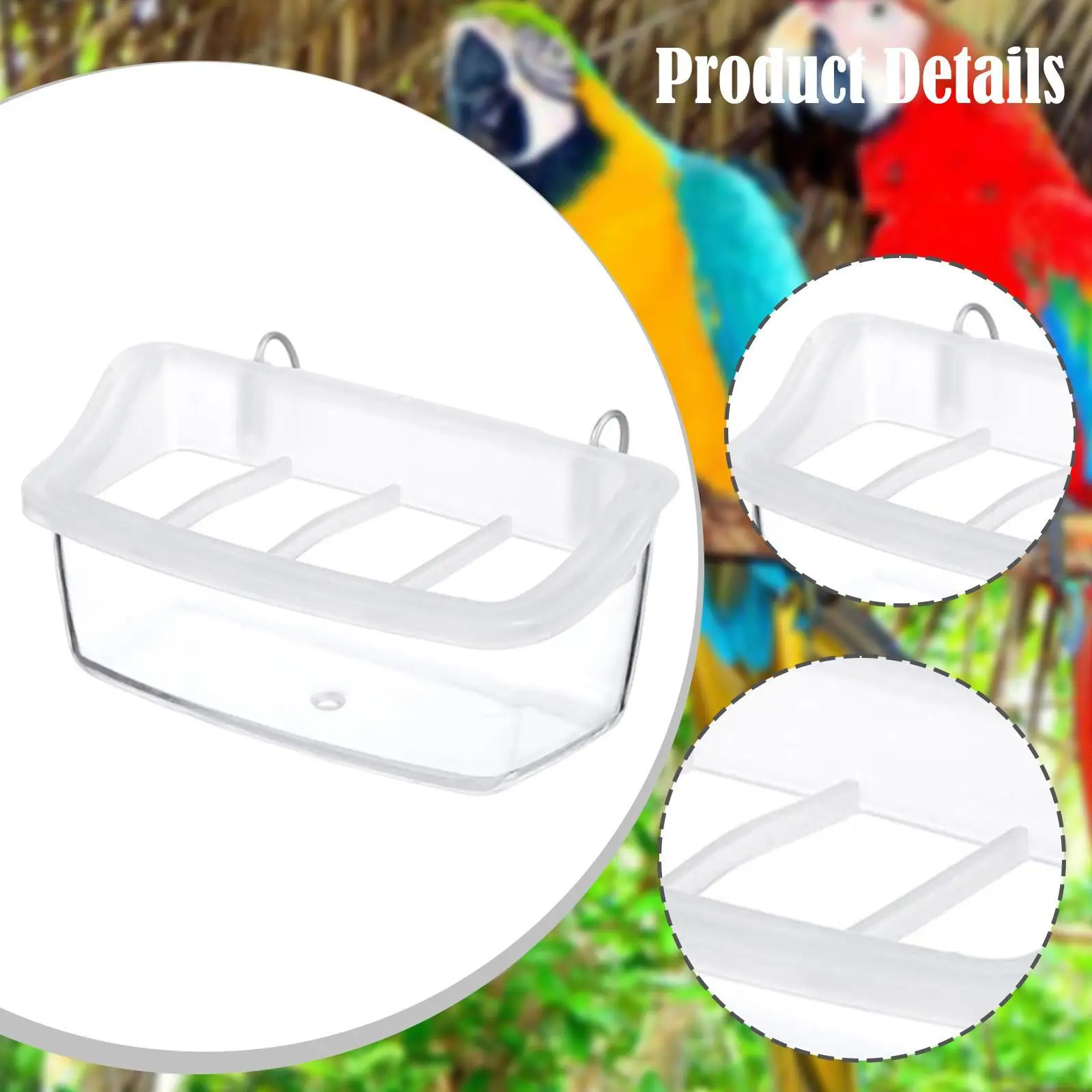 Parrot Feeder for Cage Feeding Dish Sturdy Gifts Accessories Clear Bird Food Bowl Hanging Pet Bowl for Lovebirds