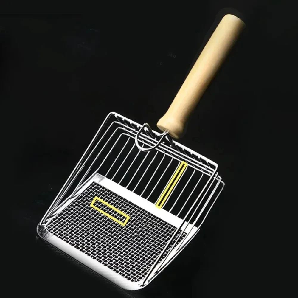 Pala para arena de gatos – Acero inoxidable con mango de madera