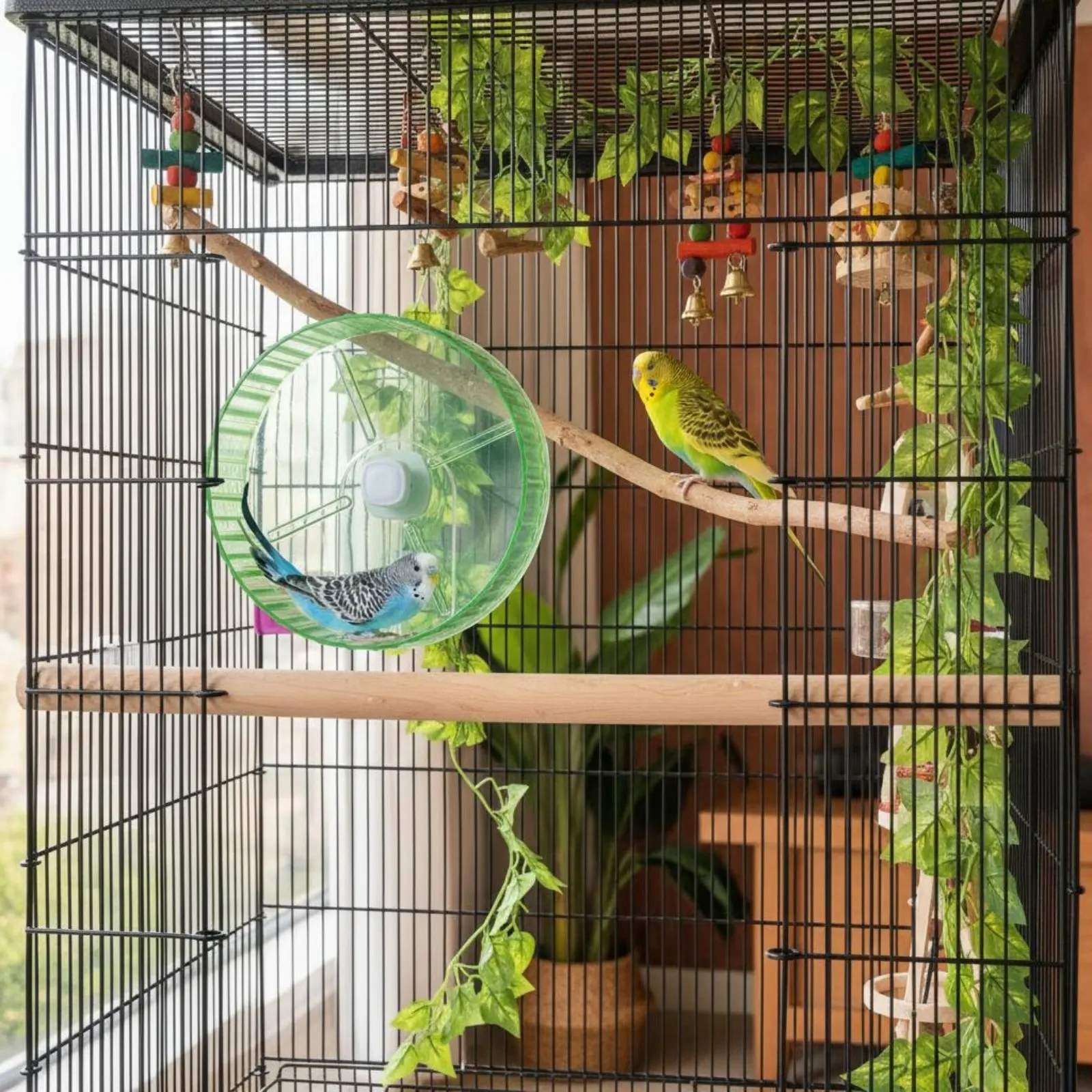 Rueda giratoria para periquitos: juguete de ejercicio silencioso - imagen 4