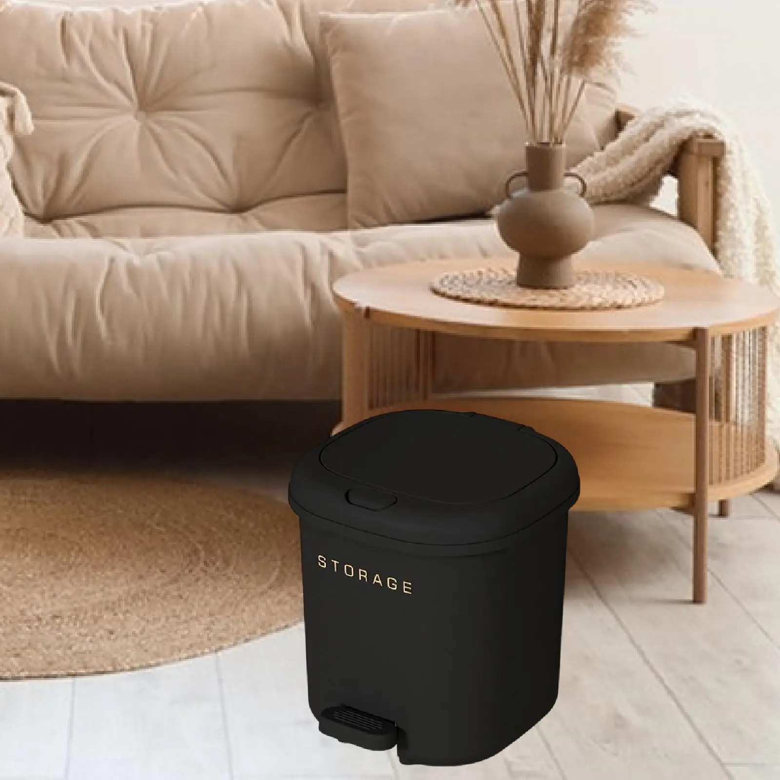 Press Type/Step on Trash Can Restroom Bathroom Versatile Kitchen Office Dustbin with Lid Wastebasket Garbage Bin with Foot Pedal