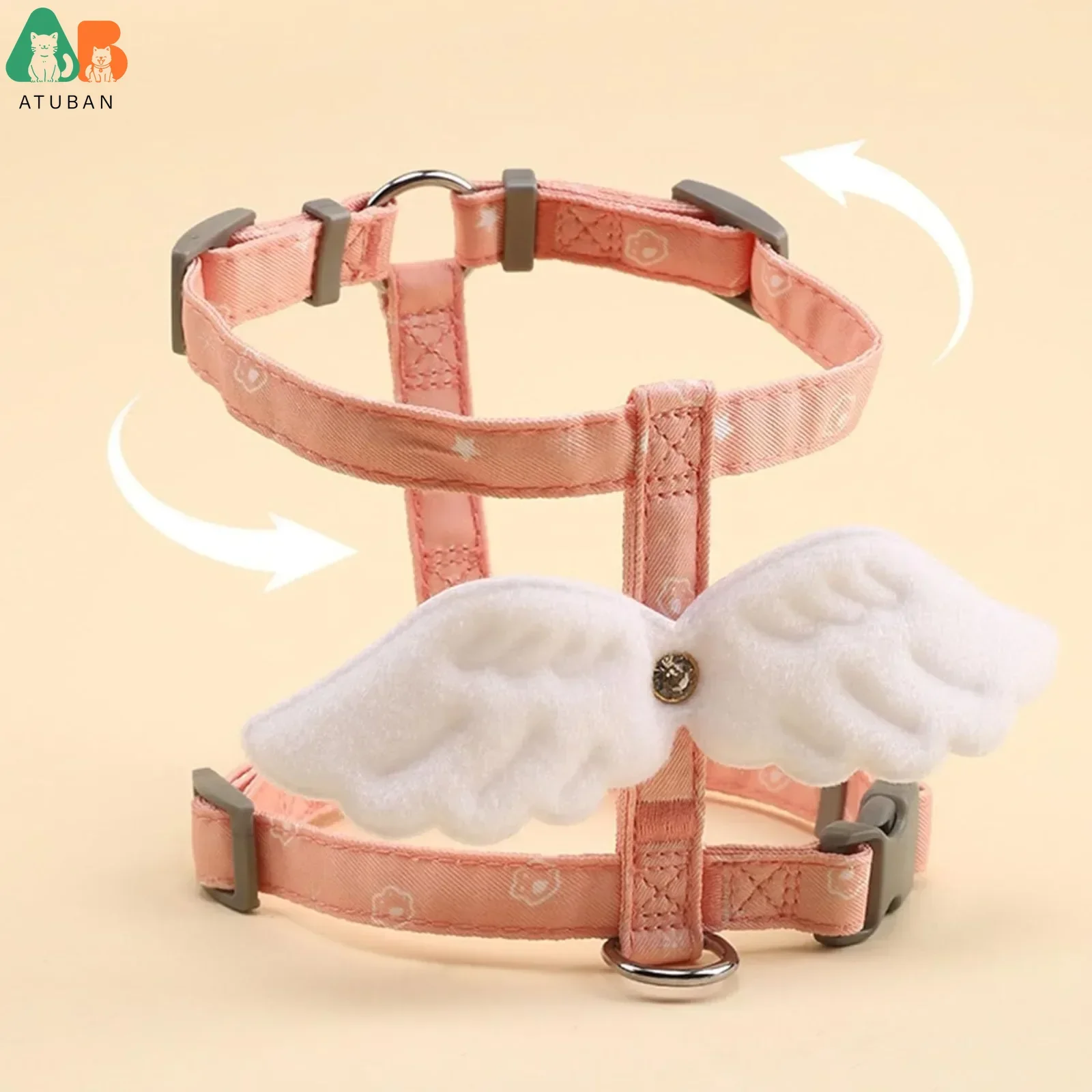Correa ajustable para gatitos, arnés para gatos, correa para gatos, chaleco suave transpirable antiescape, adecuado para caminar al aire libre, correa para mascotas con alas de Ángel - imagen 5