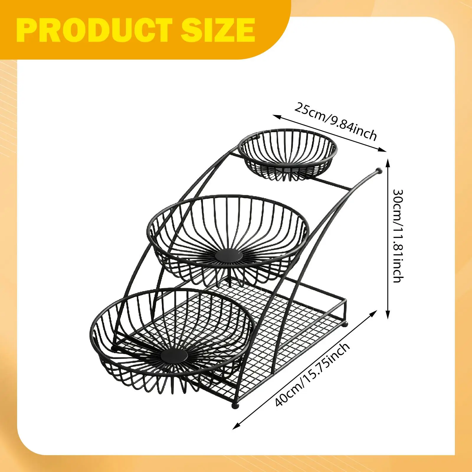 3 Tier Fruit Basket Desktop Sundries Organizer Fruit Stand Holder Decor for Countertop