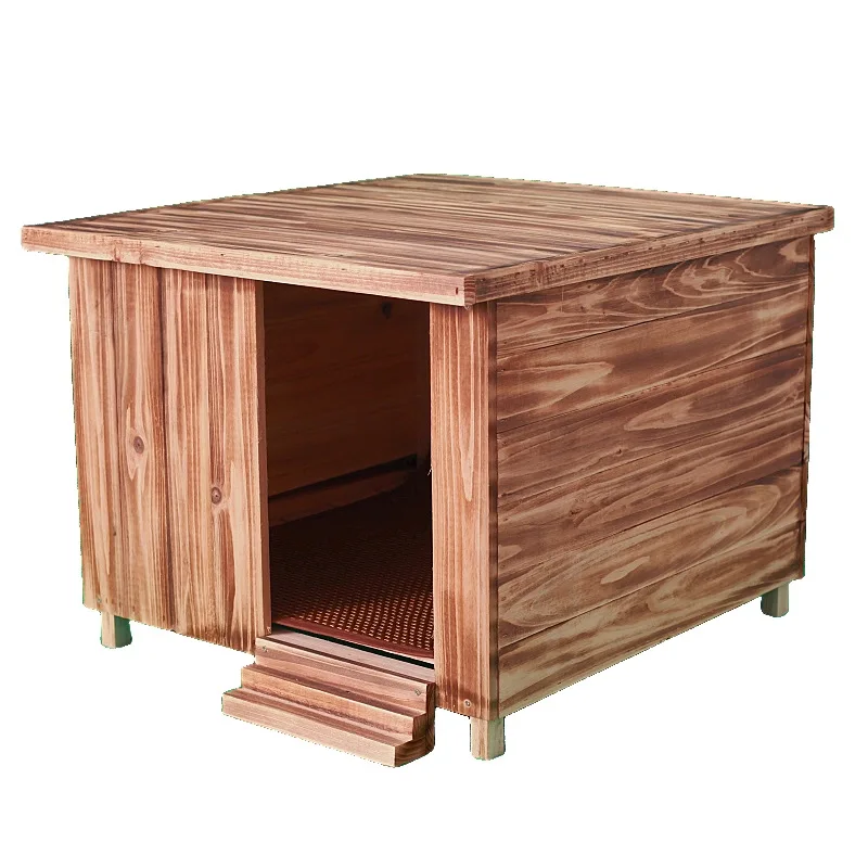 Casa para perros al aire libre fuera del suelo, casa grande de madera maciza para mascotas, jaula para perros semicerrada cálida para invierno, se puede desmontar, perrera lavada para exteriores