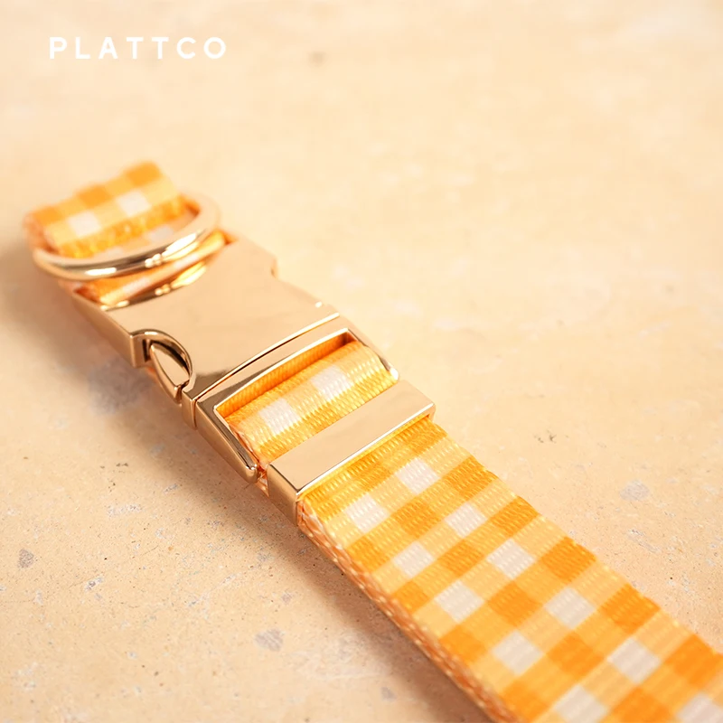 PLATTCO-collar de perro de diseño único, estampado de mantequilla, patrón a cuadros, hebilla de aleación de zinc de color claro de alta calidad, 5 tamaños, PDC307G - imagen 3