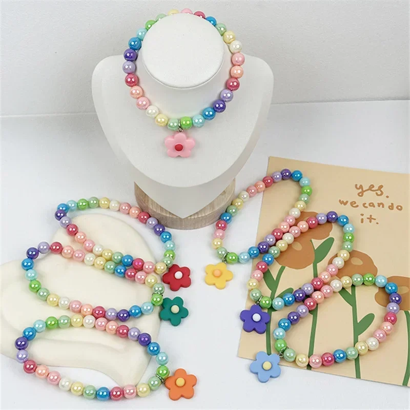 Collar de perro con cuentas de macarrón elástico hecho a mano con colgante de flor pequeña, Collar personalizado para gato, accesorios para mascotas - imagen 5