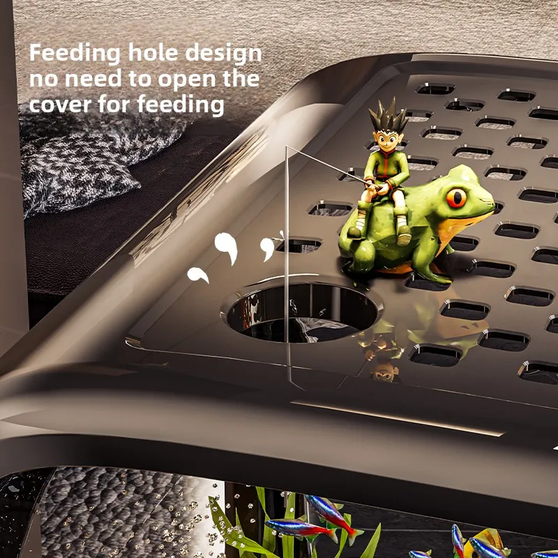 Hogar, sala de estar, pecera ornamental, filtración de paisaje ecológico, acuarios de generación de oxígeno, tanque de alimentación multifuncional - imagen 3