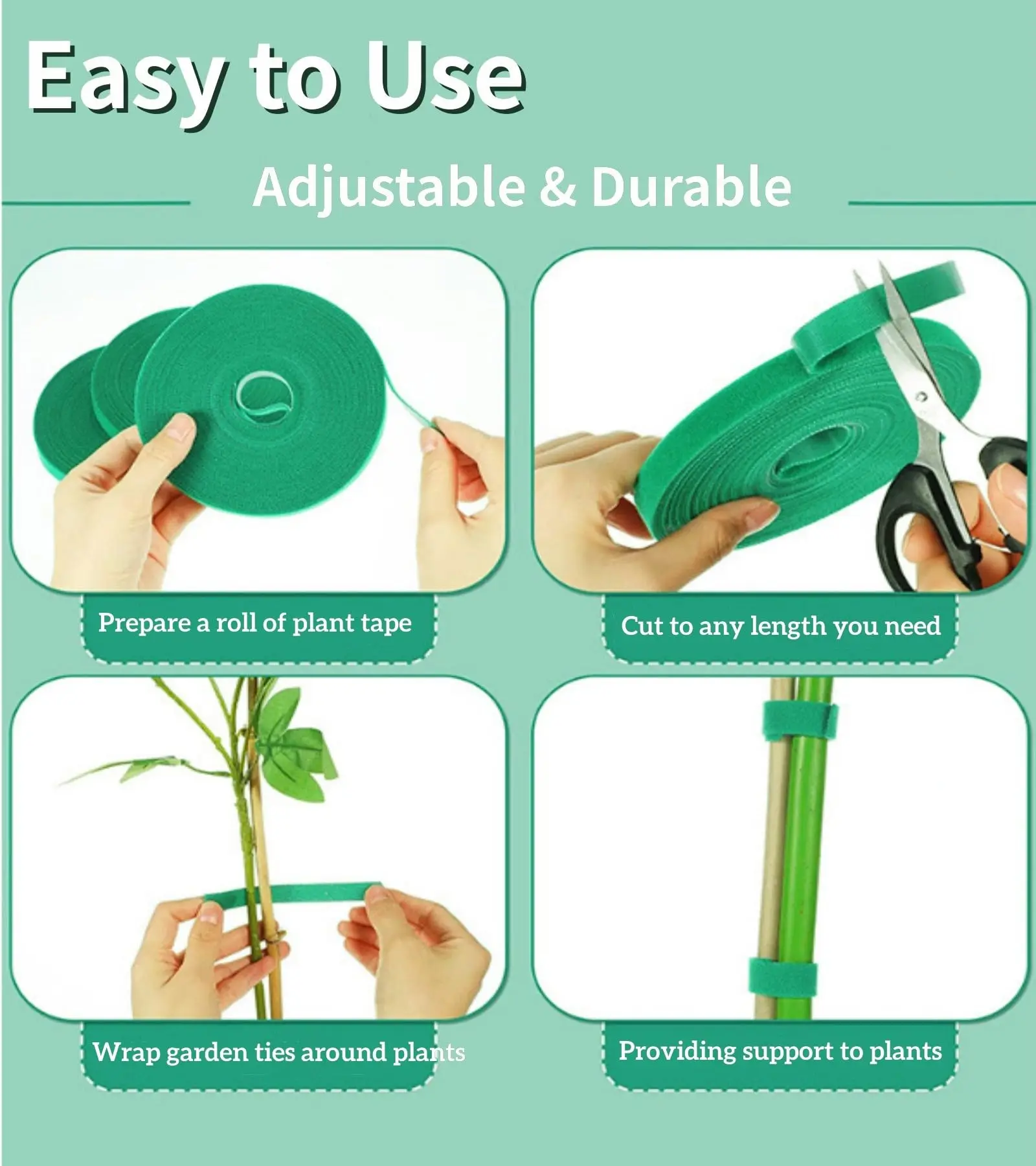 Lazos reutilizables para plantas trepadoras, cinta envolvente de nailon para bastón de bambú, puntas de jardinería, soporte para plantas de tomate, sujetador verde para jardín - imagen 4