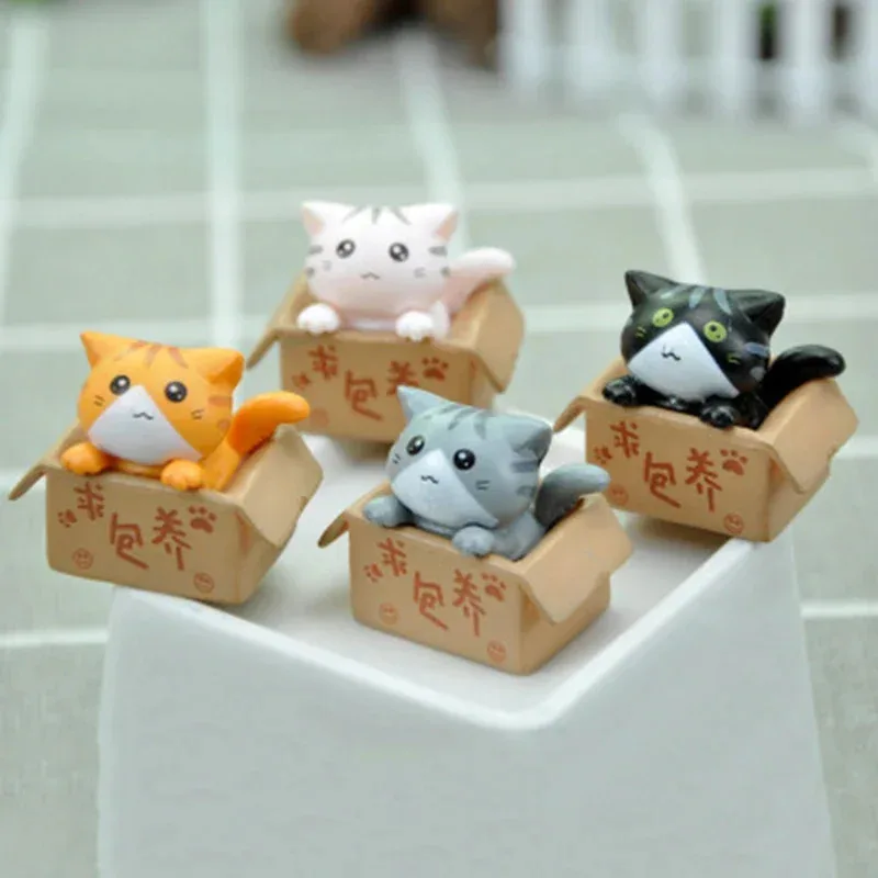 Mini adorno de gato Kawaii, estatua de gatito de jardín, regalo para niños, decoración de habitación de bebé, figuritas de juguete - imagen 3