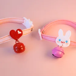 Lindo collar de gato de dibujos animados con campana, collar de gatito ajustable para niñas y niños, divertidos accesorios para mascotas para gatos y perros pequeños