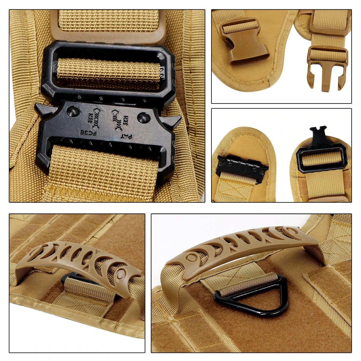 Conjunto táctico de arnés y correa para perro, chaleco de entrenamiento para mascotas, militar, pastor alemán K9, acolchado, liberación rápida, pequeño, mediano y grande - imagen 3