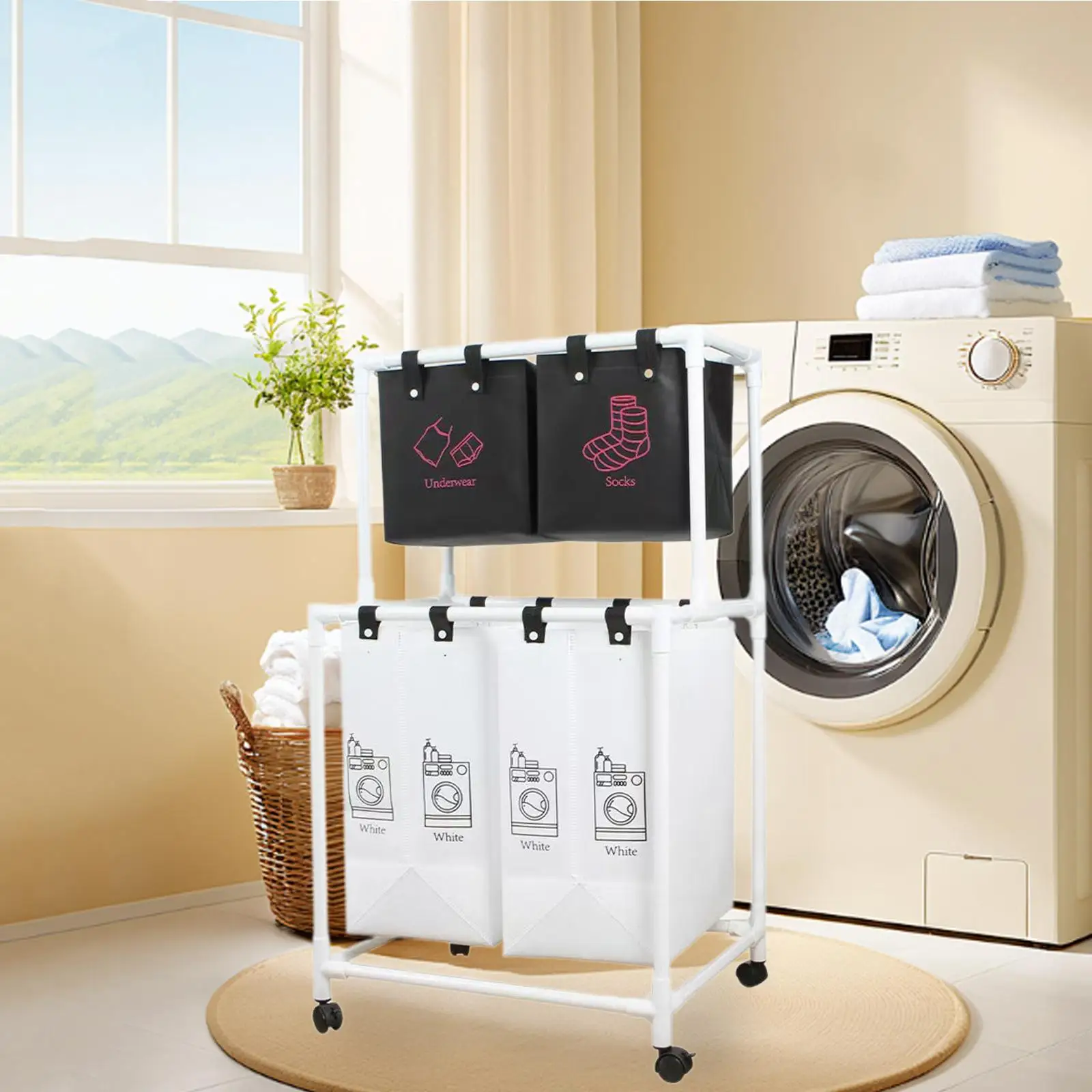 Laundry Hamper with Wheels Dirty Cloth Hamper Organization Portable Laundry Basket Washing Hamper for Office Bathroom Bedroom