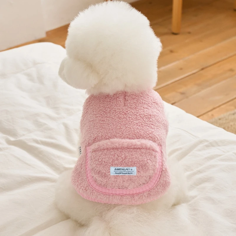Ropa de invierno de lana para perros, ropa Retro larga de felpa, abrigo de manga corta, chaqueta para perros pequeños, disfraz de cachorro de Bulldog Francés - imagen 4