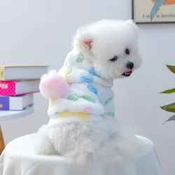 Sudadera con capucha de felpa para otoño e invierno para mascotas, Sudadera con capucha para perros pequeños y gatos, Sudadera con capucha de felpa con lazo cálido y colorido, ropa para cachorros