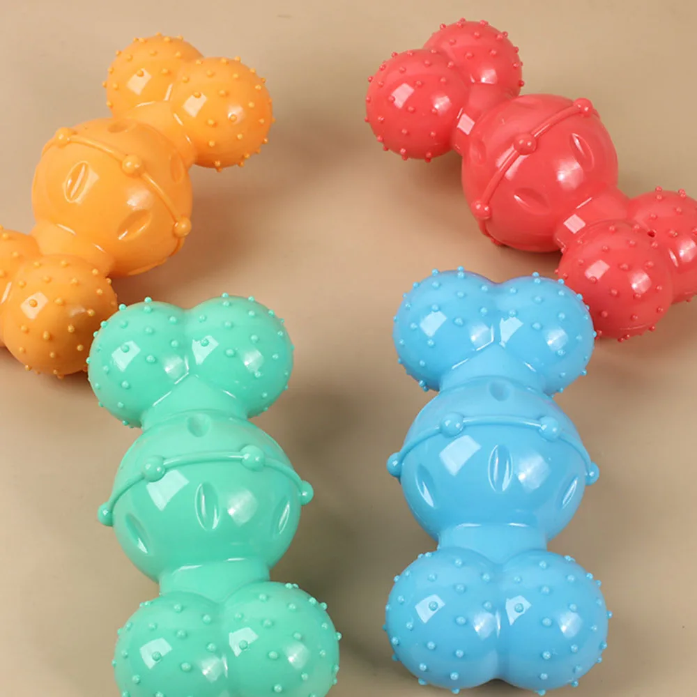 Juguete para masticar hueso de perro chirriante: juguete de limpieza dental molar de goma, juguete interactivo antimordida para aliviar el aburrimiento, - imagen 4