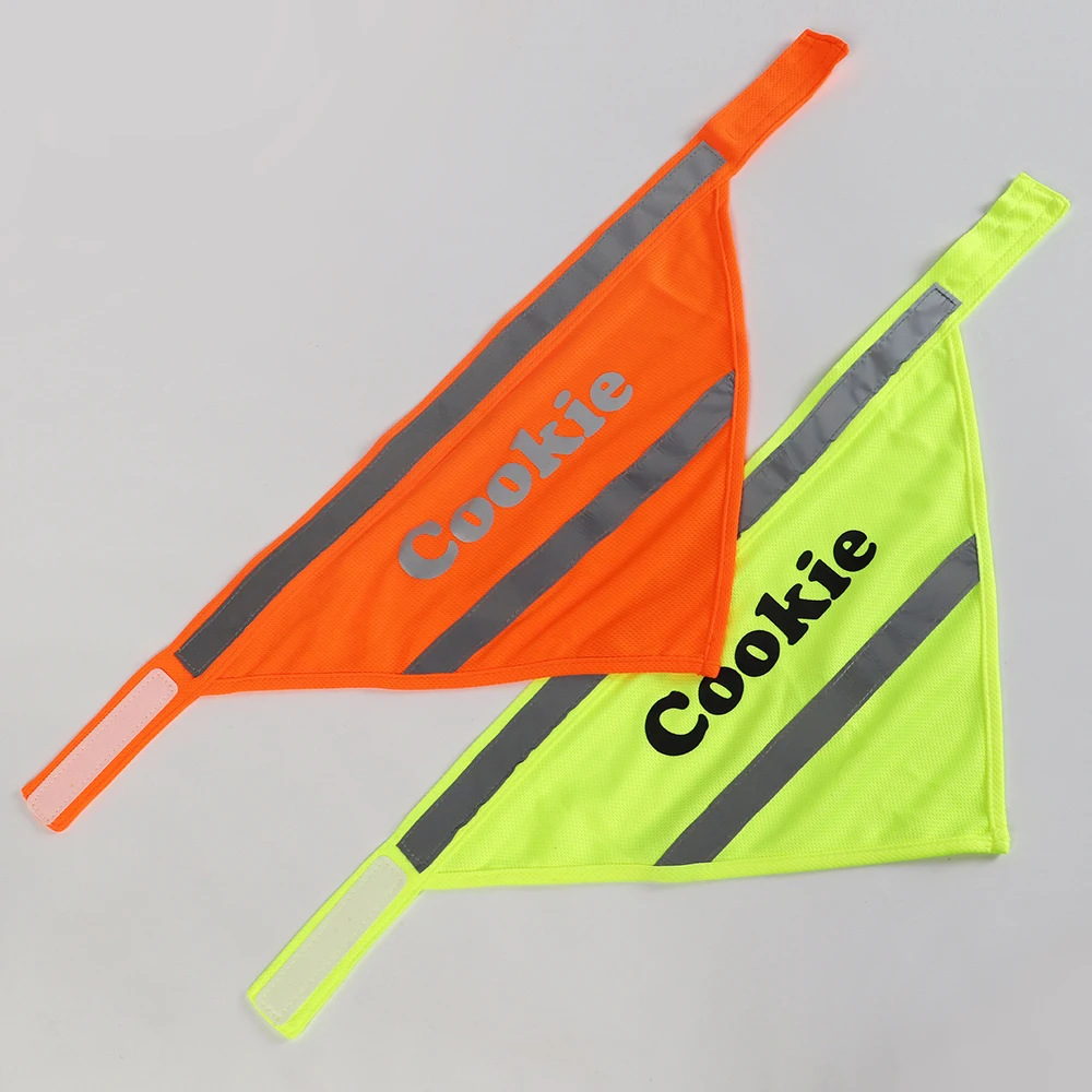Personalized Dog Bandana Reflective Dogs Scarf Custom Pet Name Triangular Bandanas High Visibility Night Walking Bib For Dogs - imagen 4