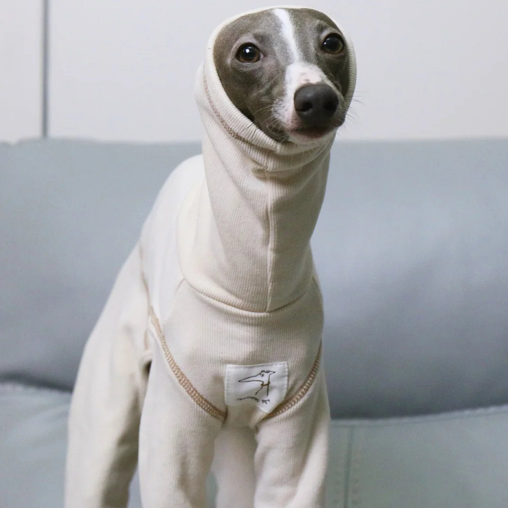 Galgo italiano Wellingtonian Winter Clothes Suave 4 patas Algodón Beige Abrigo para Whippet PrimaveraSudadera de cuello alto para perros - imagen 3