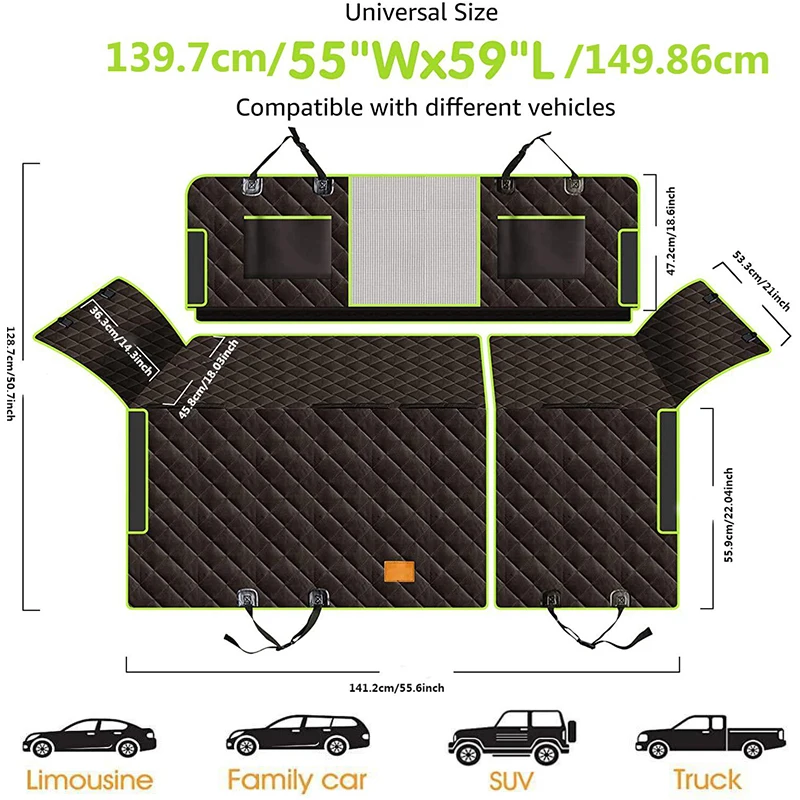 Funda de asiento de coche para perros 6 en 1 mejorada para asiento trasero, hamaca de coche para perros 100% impermeable con ventana de malla para coches, camiones y SU - imagen 4