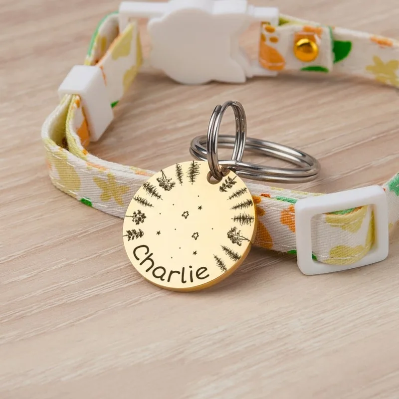 Diseño personalizado de madera y estrella, nombre de perro y gato, grabado láser, placa de identificación para mascotas, etiqueta de identificación personalizada para mascotas - imagen 4