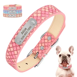Collar de cuero grabado para perros y gatos – Talla ajustable