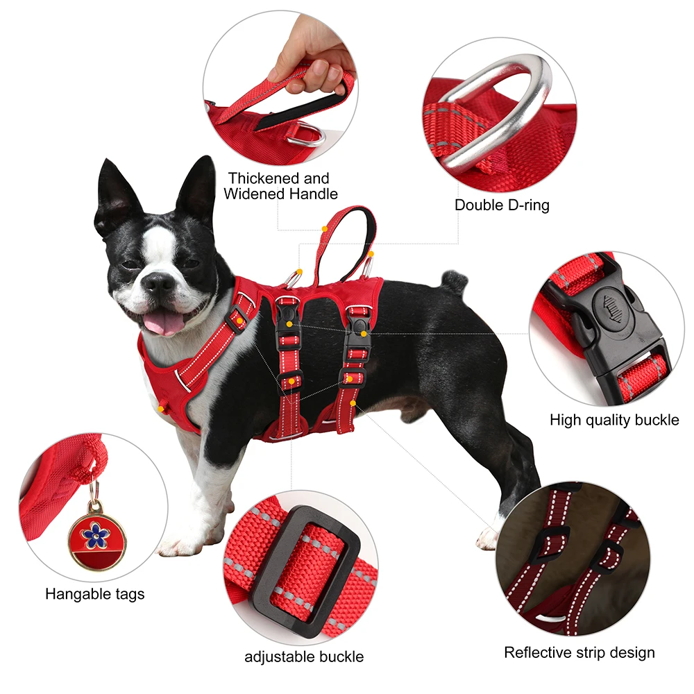 Arnés de nailon impermeable para perros con asa y reflectante - imagen 3