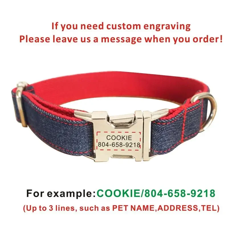 Collar de perro personalizado, collares para mascotas personalizados, grabado gratis, placa de identificación, etiqueta, accesorio para mascotas, Collar para cachorro Multi Jean, correa - imagen 4