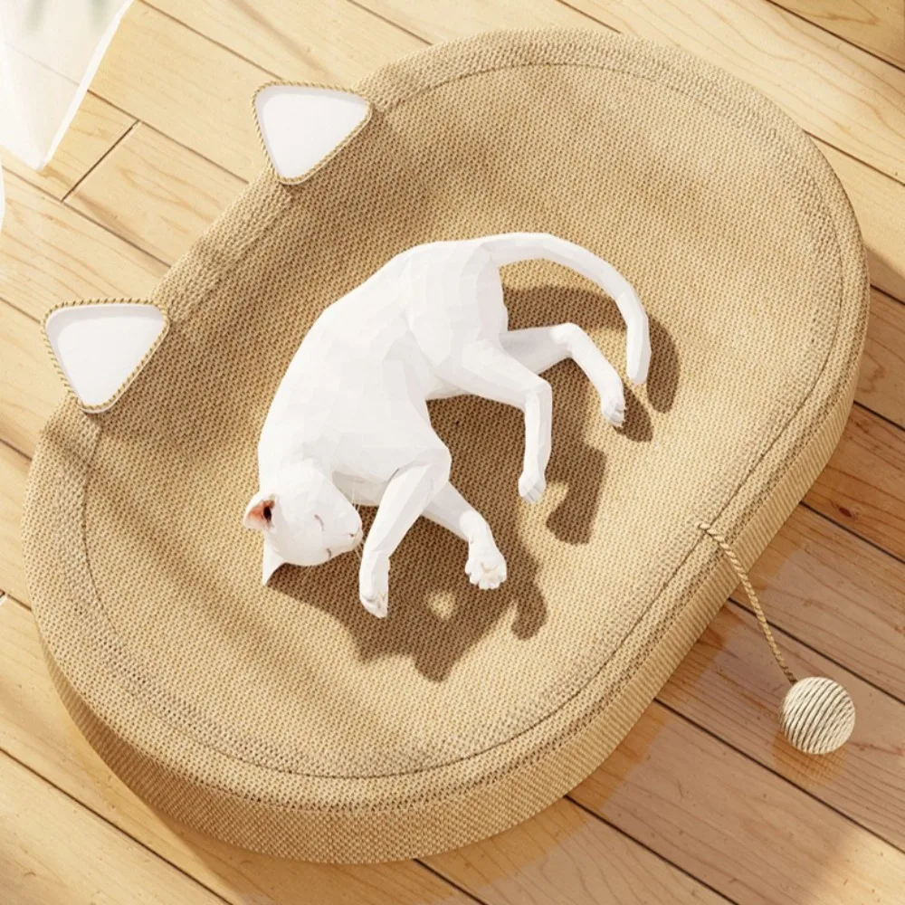 Cama rascador con orejas y almohadilla corrugada para gato