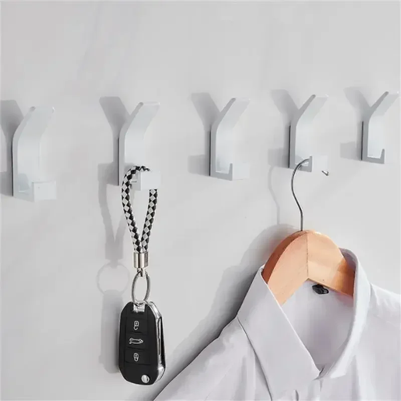 Fliger-ganchos de pared con doble gancho, gancho para toalla blanco y negro, ganchos para ropa, sombrero, abrigo, bolso, estante de cocina de Metal sin ganchos de perforación - imagen 2