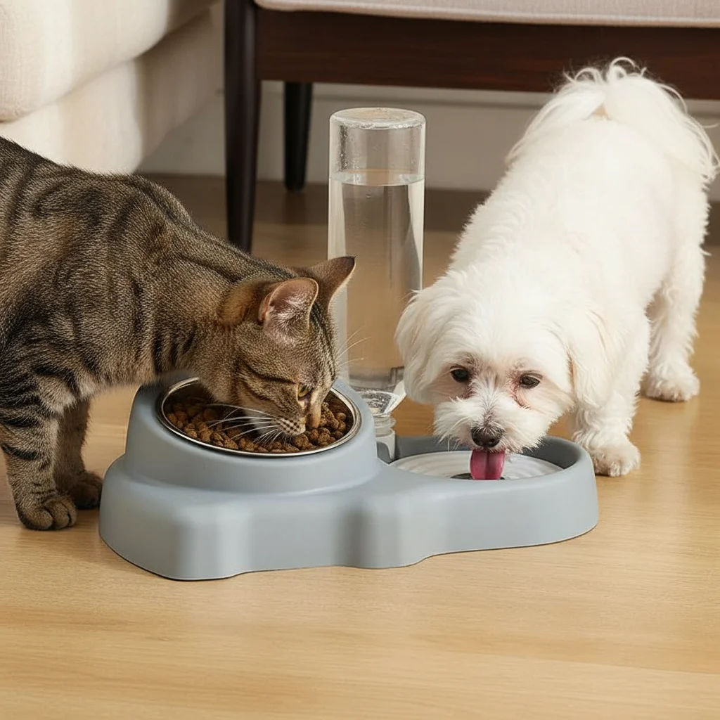 Cuenco doble 2 en 1 para perros y gatos – Bebedero y comedero antideslizante - imagen 2