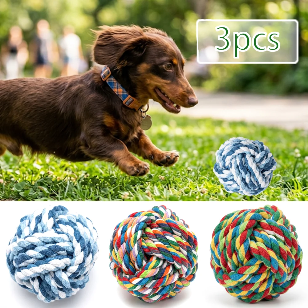 Pelota nudo algodón para masticar y limpiar dientes en perros - imagen 3