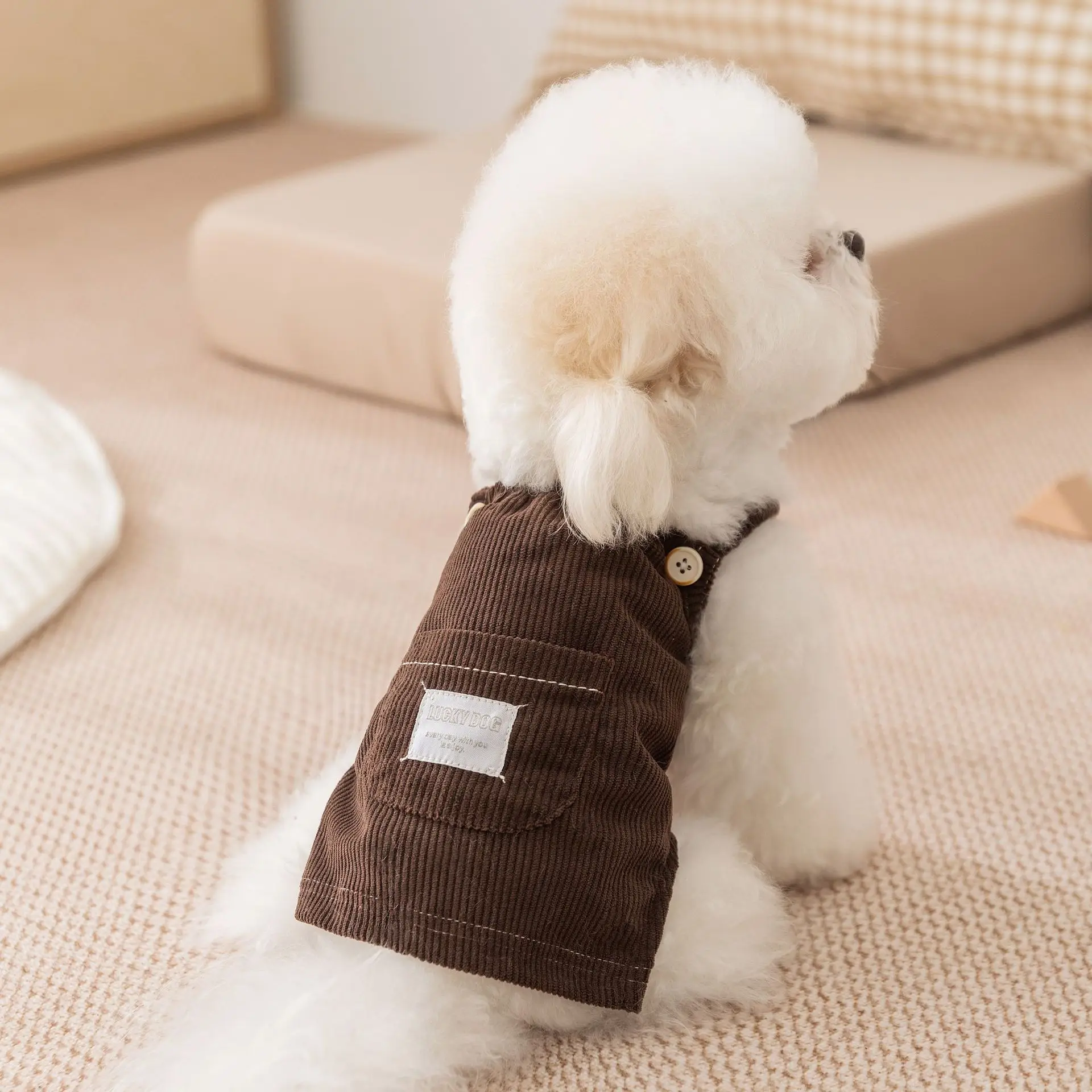 Ropa de otoño e invierno para perros, chaleco para perros Maillard para perros pequeños y medianos, vestido para cachorros, ropa para Chihuahua Yorkie, accesorios para perros - imagen 2
