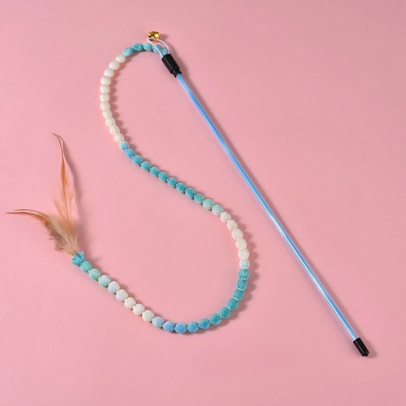 3 uds juguetes interactivos de varita de arcoíris para gatos y gatitos de interior, varita de rompecabezas de gato colorida, juguete de peluche de cuerda, juguetes de plumas de gato - imagen 4