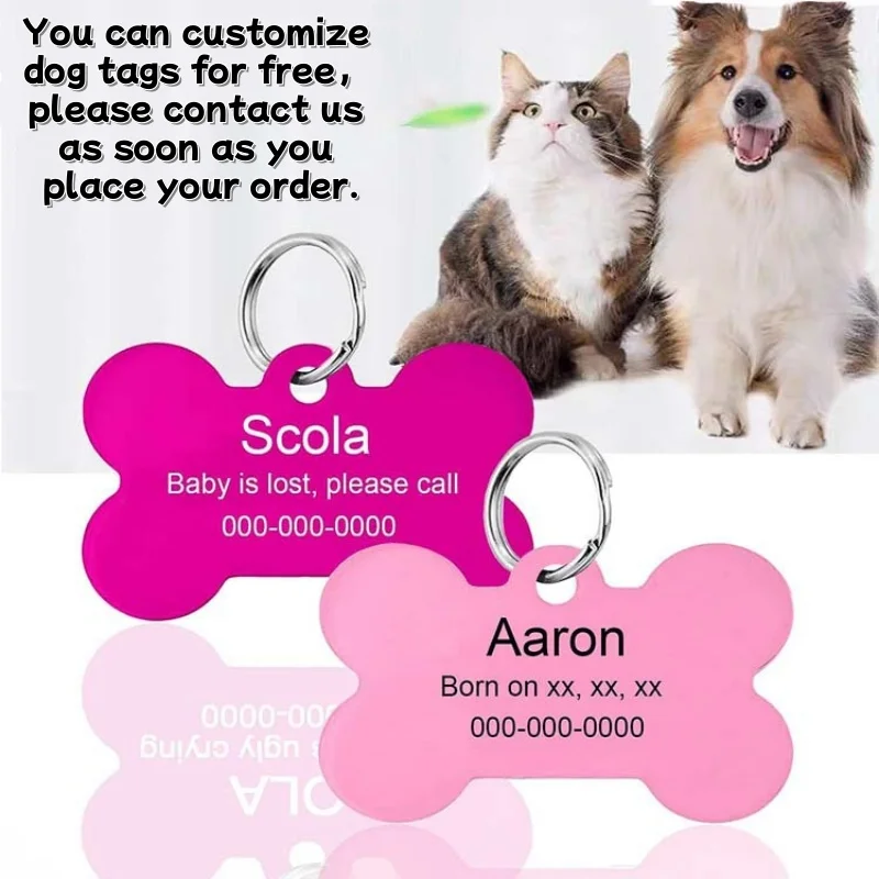 Etiqueta de identificación de perro personalizada, Collar para mascota con grabado gratis, colgante, placa con nombre antipérdida para cachorros, etiquetas personalizadas de hueso de gato, suministros para perros y mascotas - imagen 5
