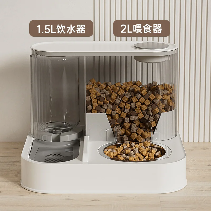 Cuenco para gatos, cuenco para perros, lavabo de comida para gatos, alimentador automático de agua potable, cuencos dobles integrados de acero inoxidable, productos para mascotas - imagen 2