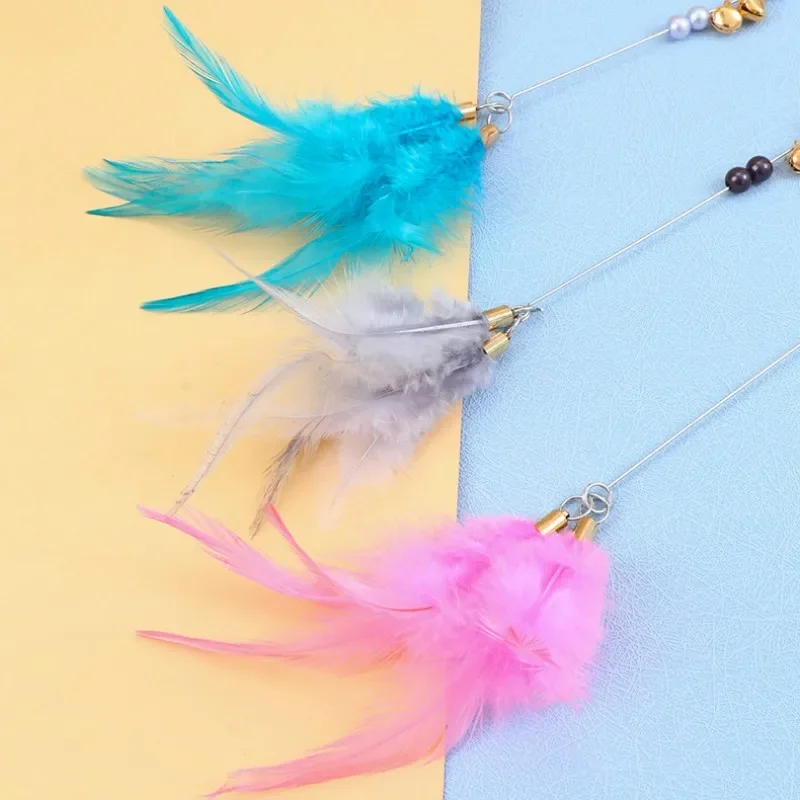 Juguetes para gatos, palo de Teaser para gatos con plumas, juguetes interactivos para gatos con mango largo, juguete de Teaser para gatos con campana, juguete de burlas de plumas, productos para mascotas - imagen 2