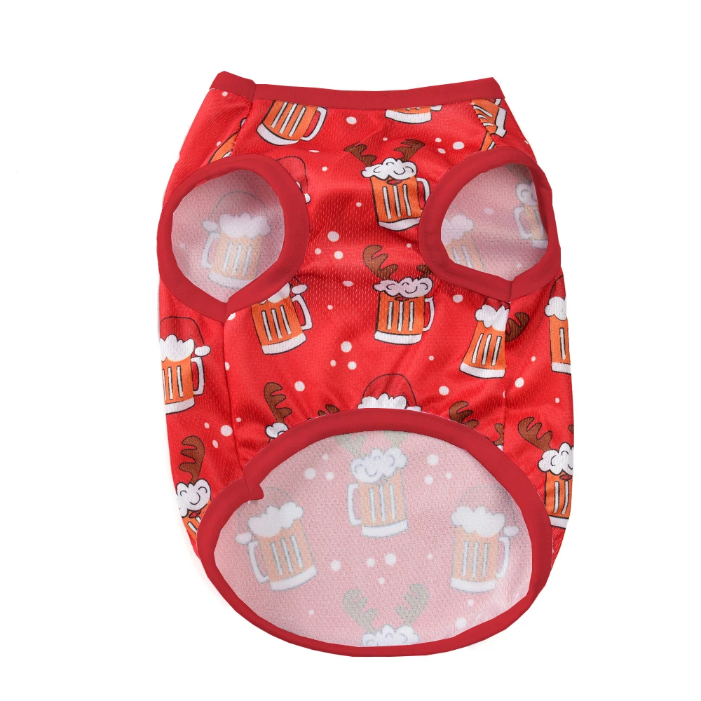 Ropa para perros, camiseta navideña para mascotas para perros pequeños y medianos, gatos, verano, transpirable, suave y acogedor, chaleco para cachorros, abrigo, trajes para Chihuahua y Pug - imagen 5