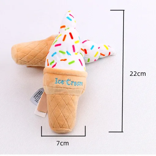 Juguete de peluche para perro, venta al por mayor, helado de peluche, juguetes para mascotas con sonido chirriante - imagen 3